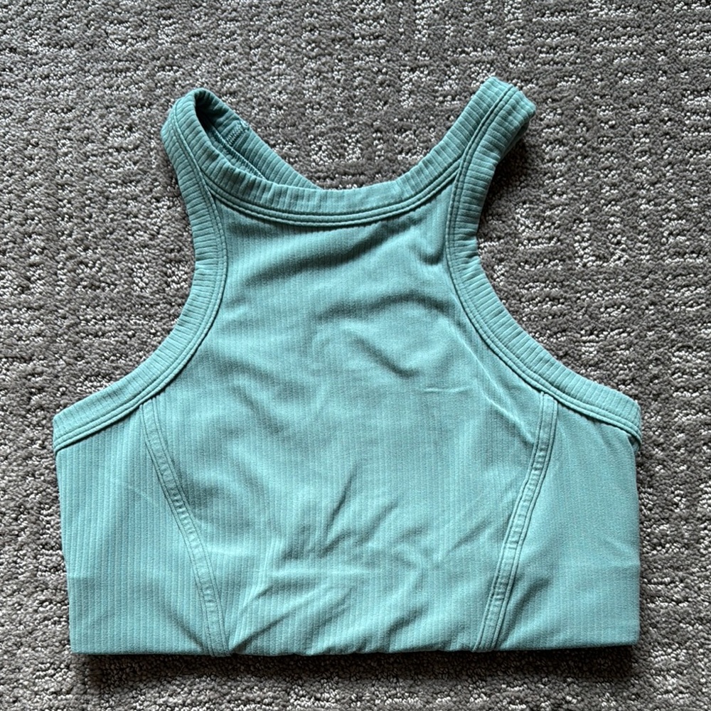 Lululemon Athletica Green Sleeveless Ribbed Crop Top